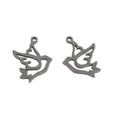 Tarnish Resistant 304-Stainless Steel Mini Pendant Charms (4 Pieces) 17x12x1 MM Bird Dove Silver Color For Jewellery Making Chains Bracelets