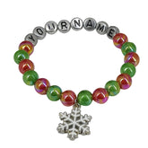 Christmas Elastic Name Customized Bracelets Personalized For Kids Girls Women With Multicolor Acrylic Beads