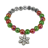 Christmas Elastic Name Customized Bracelets Personalized For Kids Girls Women With Multicolor Acrylic Beads
