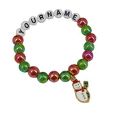 Christmas Name Customized Elastic Bracelets Personalized For Kids Girls Women With Multicolor Acrylic Beads