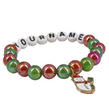 Christmas Name Customized Elastic Bracelets Personalized For Kids Girls Women With Multicolor Acrylic Beads
