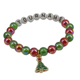 Name Customized Elastic Christmas Bracelets Personalized For Kids Girls Women With Multicolor Acrylic Beads
