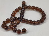 Glass Beads 8 MM (2 Strings, 38-40 Beads/String) Round Hole 1 MM Chocolate Brown 11 Inch For Jewellery Making