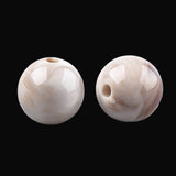 Acrylic Beads 18x17 MM (10 Pieces) Hole:3 MM Round Ceramic White For Jewellery Making DIY Arts Crafts
