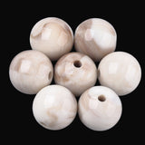 Acrylic Beads 18x17 MM (10 Pieces) Hole:3 MM Round Ceramic White For Jewellery Making DIY Arts Crafts