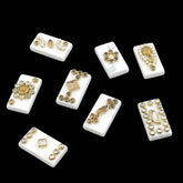 Acrylic Kundan Beads (10 Pieces) 25x14x6 MM White Rectangle Hole 1.5 MM For Jewellery Making