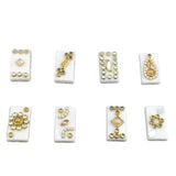 Acrylic Kundan Beads (10 Pieces) 25x14x6 MM White Rectangle Hole 1.5 MM For Jewellery Making