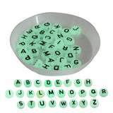 A To Z Radium Acrylic Letter Alphabet Beads 7x4 MM Glow In The Dark Hole Size 1.5 MM Flat Round For Jewellery Making DIY Crafts Keychains