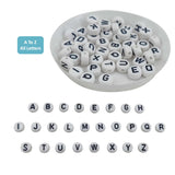A To Z Acrylic Letter Alphabet Beads 7x4 MM White Hole Size 1 MM Flat Round For Jewellery Making DIY Crafts Keychains Decoration