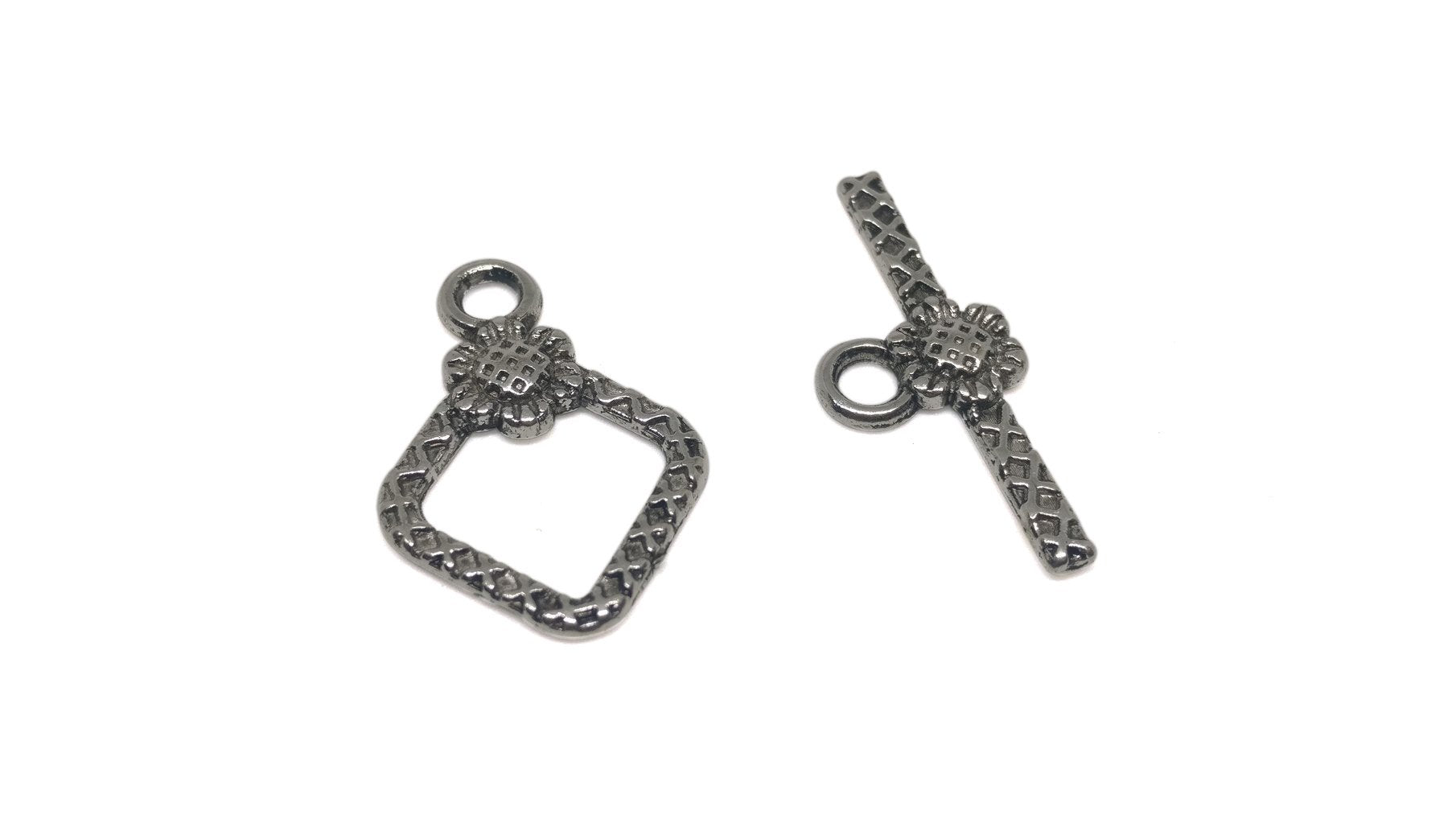 Metal Alloy Toggle Clasps For Jewellery Making (Pack of Sets) 19x15x3xmm Stick Size:9x23x3mm Rhombus Antique Silver Color Pieces