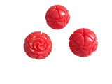 Carved Synthetic Beads For Jewellery Making 16mm Round Orange (Pack Of 5 Pieces) (#Ot13)