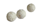 Carved Synthetic Beads For Jewellery Making 18mm Round White (Pack Of 5 Pieces) (#Ot15)
