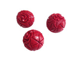 Carved Synthetic Beads For Jewellery Making 20mm Round Red (Pack Of 4 Pieces) (#Ot23)