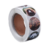 Paper Stickers 1 Inch / 2.5 CM (1 Roll, 500 Stickers) Animal Theme Round Multicolor Gift Packing Tags