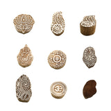 Wooden Carved Stamps (6 Pieces, Random Design) Block Printing For Crafts Mehendi Cookies Tattoo Painting Clay Fabric