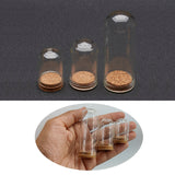Glass Dome Cloche Cover Containers (1 Set Of 3 Sizes - 3.5x2.2 CM, 4.4x2.5 CM, 7x2.7 CM) Bottles Bell Jars With Cork Lid