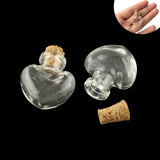 Miniature Glass Vial Bottles With Cork Stoppers Capacity Approx 1 ML 2.5x2.2x1 CM (5 Pieces) Heart For Crafts Decoration Gifts Jar Transparent