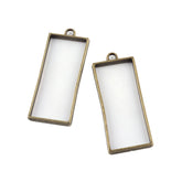Metal Alloy Pendant Bezel Blanks (2 Pieces) 49x20x3 MM Rectangle Bases Antique Bronze Color For Resin Jewellery Making DIY