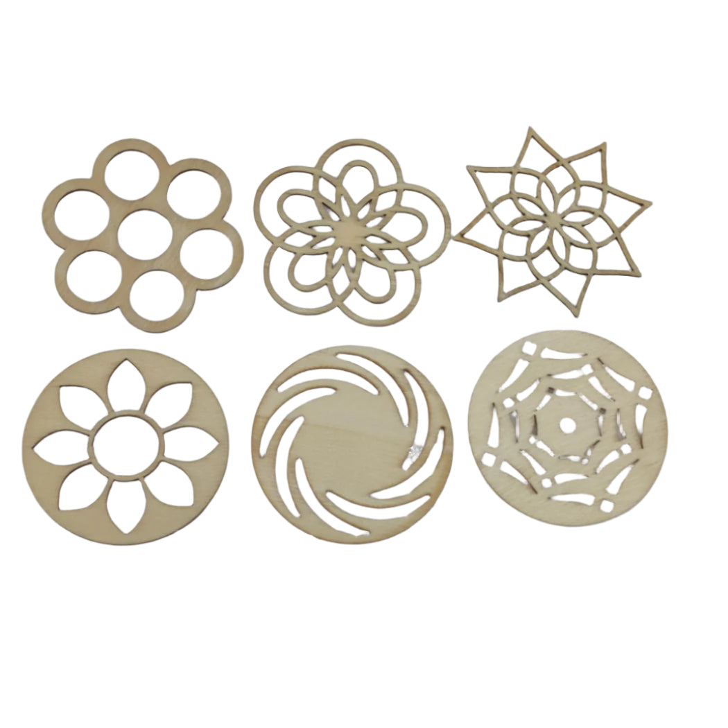Wooden Bases (Set of 6 Shapes) For Sewing Macrame Crochet DIY Crafts Painting Arts Decoration