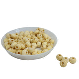 Wooden Beads 6x5.5 MM (25 Grams, 375+ Pieces) Hole Size:2 to2.5 MM Ivory White Round For Jewellery Making DIY Arts Crafts Decoration [ac-bds-00048-m7]