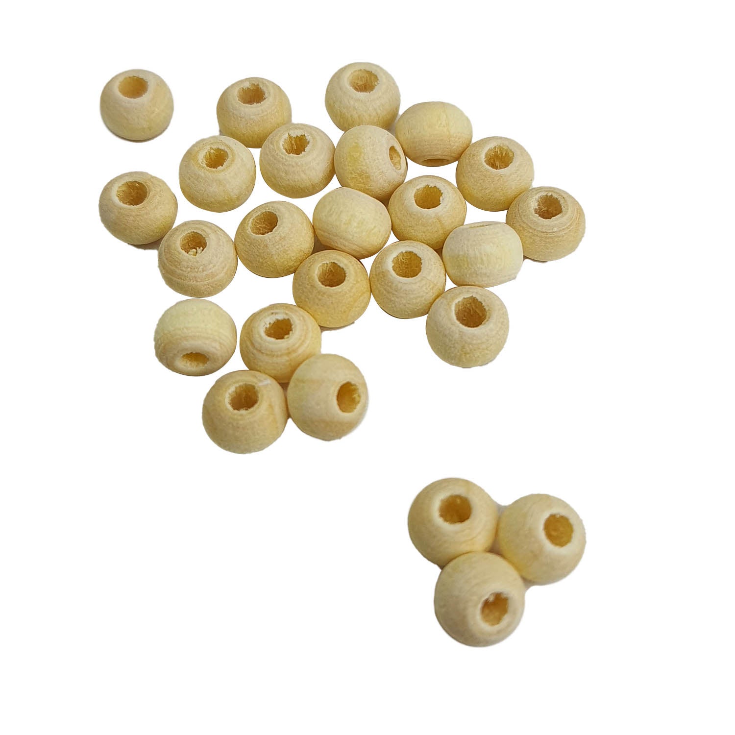 Wooden Beads 6x5.5 MM (25 Grams, 375+ Pieces) Hole Size:2 to2.5 MM Ivory White Round For Jewellery Making DIY Arts Crafts Decoration [ac-bds-00048-m7]