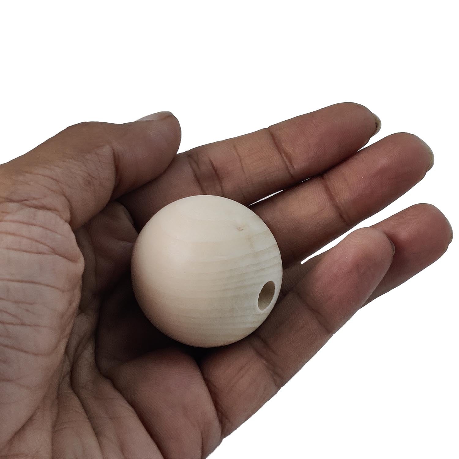 Wooden Beads 35 MM (10 Pieces) Ivory White Hole Size:7 MM Round For Jewellery Making Arts Crafts Decoration [ac-bds-00048-m9]
