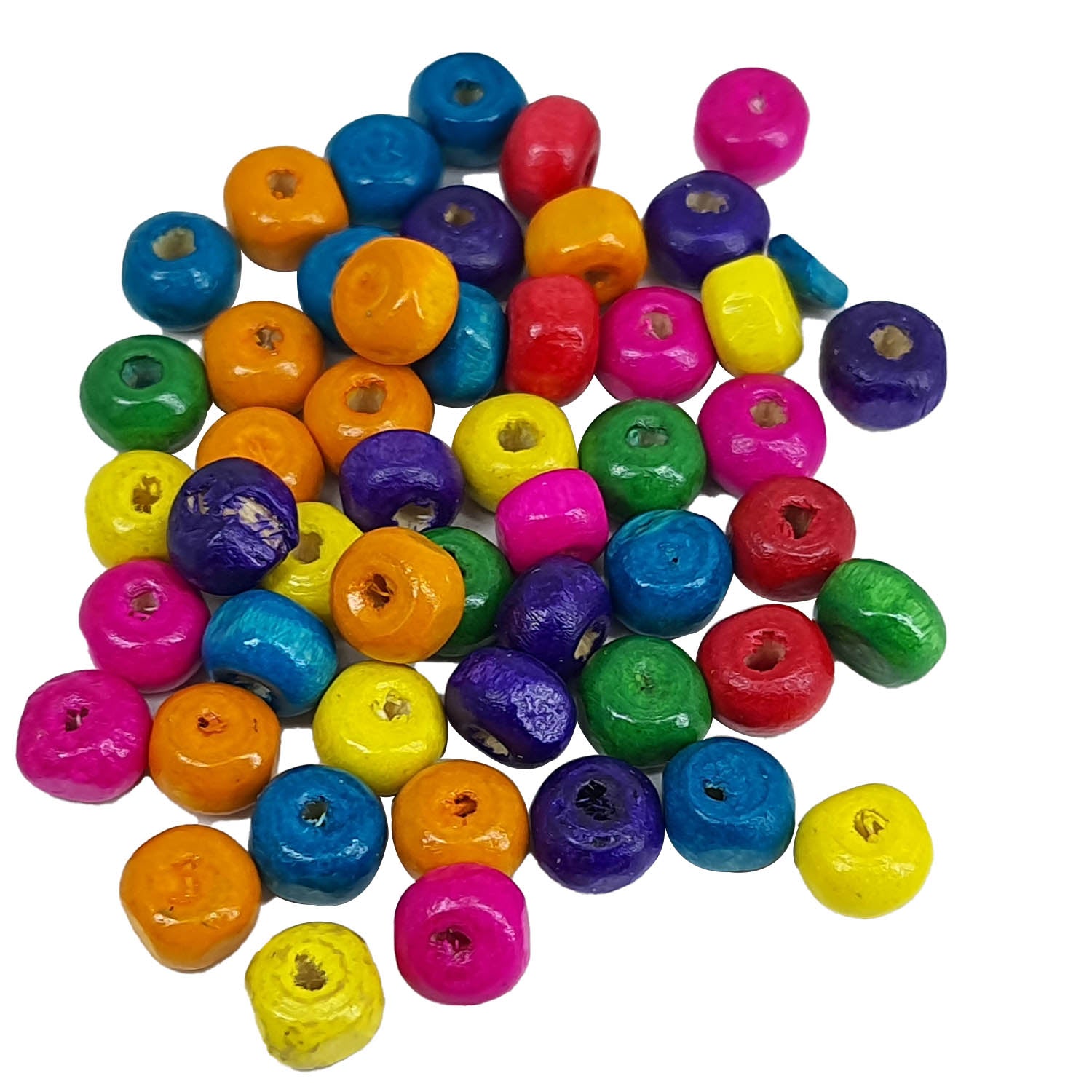 Wooden Beads 6x5 MM (25 Grams, 300+ Pieces) Mixed Colors Hole Size:1.5 MM Non Uniform Round For Jewellery Making DIY Arts Crafts Decoration [ac-bds-00049-m14]