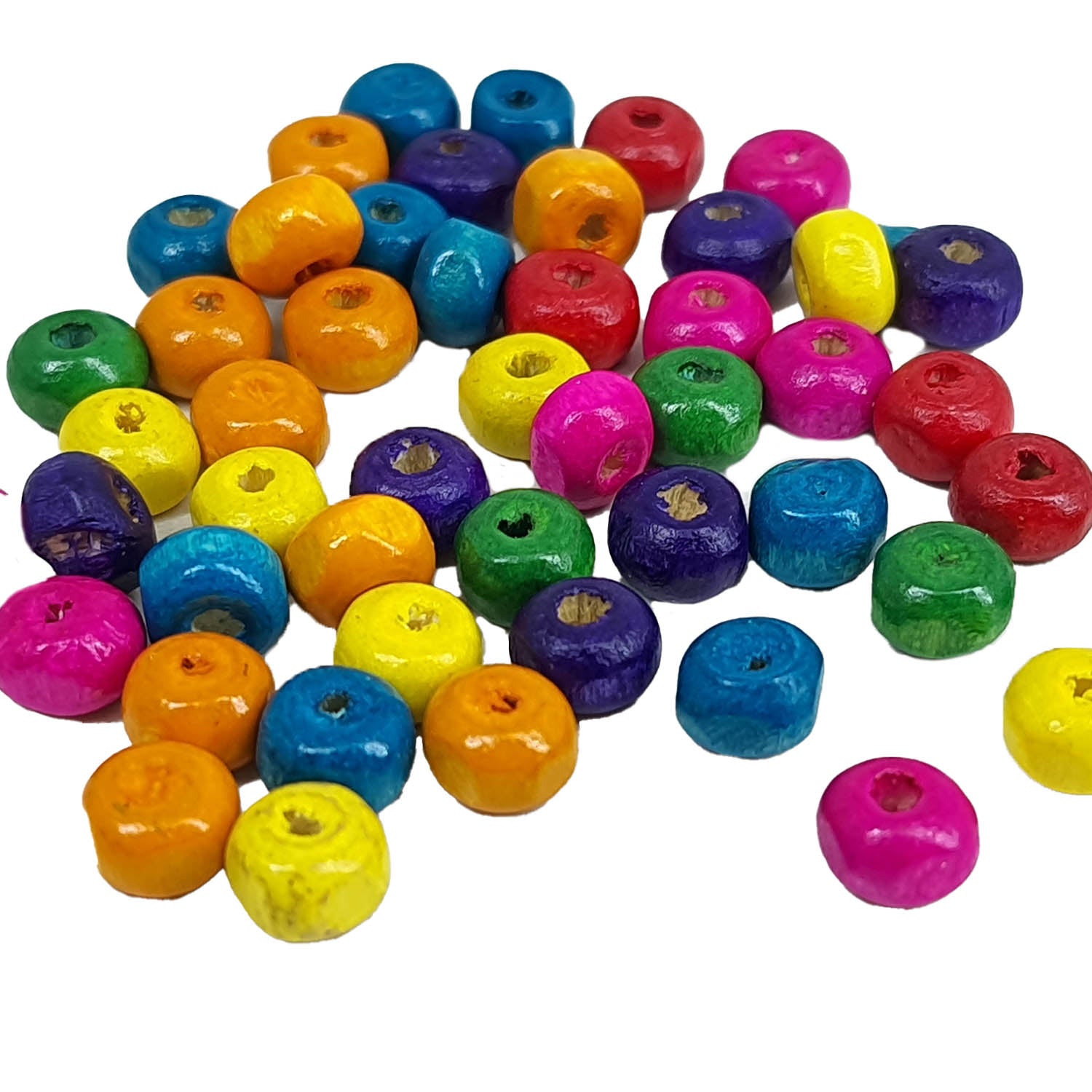 Wooden Beads 6x5 MM (25 Grams, 300+ Pieces) Mixed Colors Hole Size:1.5 MM Non Uniform Round For Jewellery Making DIY Arts Crafts Decoration [ac-bds-00049-m14]