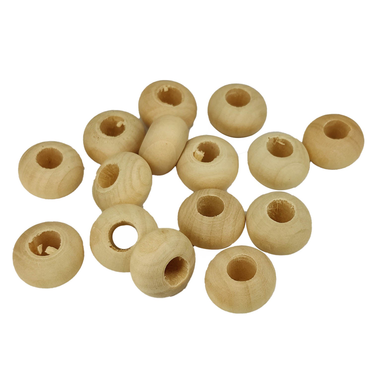Wooden Beads 14x9 MM (20 Pieces) Hole:5.5 MM Rondelle Ivory White For Jewellery Making DIY Arts Crafts [ac-bds-00049-m18]