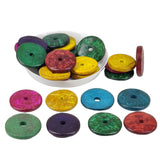 Wooden Beads 20x2-5 MM (50 Grams, 45-50 Pieces) Hole:3.5 MM Flat Round Mixed Colors For Jewellery Making DIY Arts Crafts [ac-bds-00049-m25]