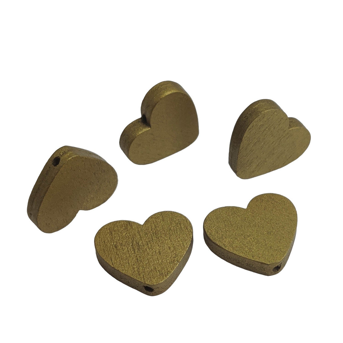 Wooden Beads 23x21x5 MM (20 Pieces) Hole:2 MM Heart Metallic Brown For Jewellery Making DIY Arts Crafts [ac-bds-00049-m35]