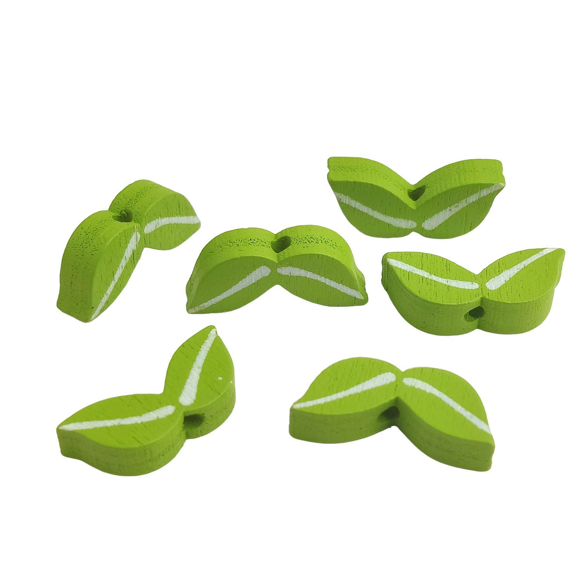 Wooden Beads 21x9x4 MM (20 Pieces) Hole:1.7 MM Leaf Green For Jewellery Making DIY Arts Crafts [ac-bds-00049-m37]