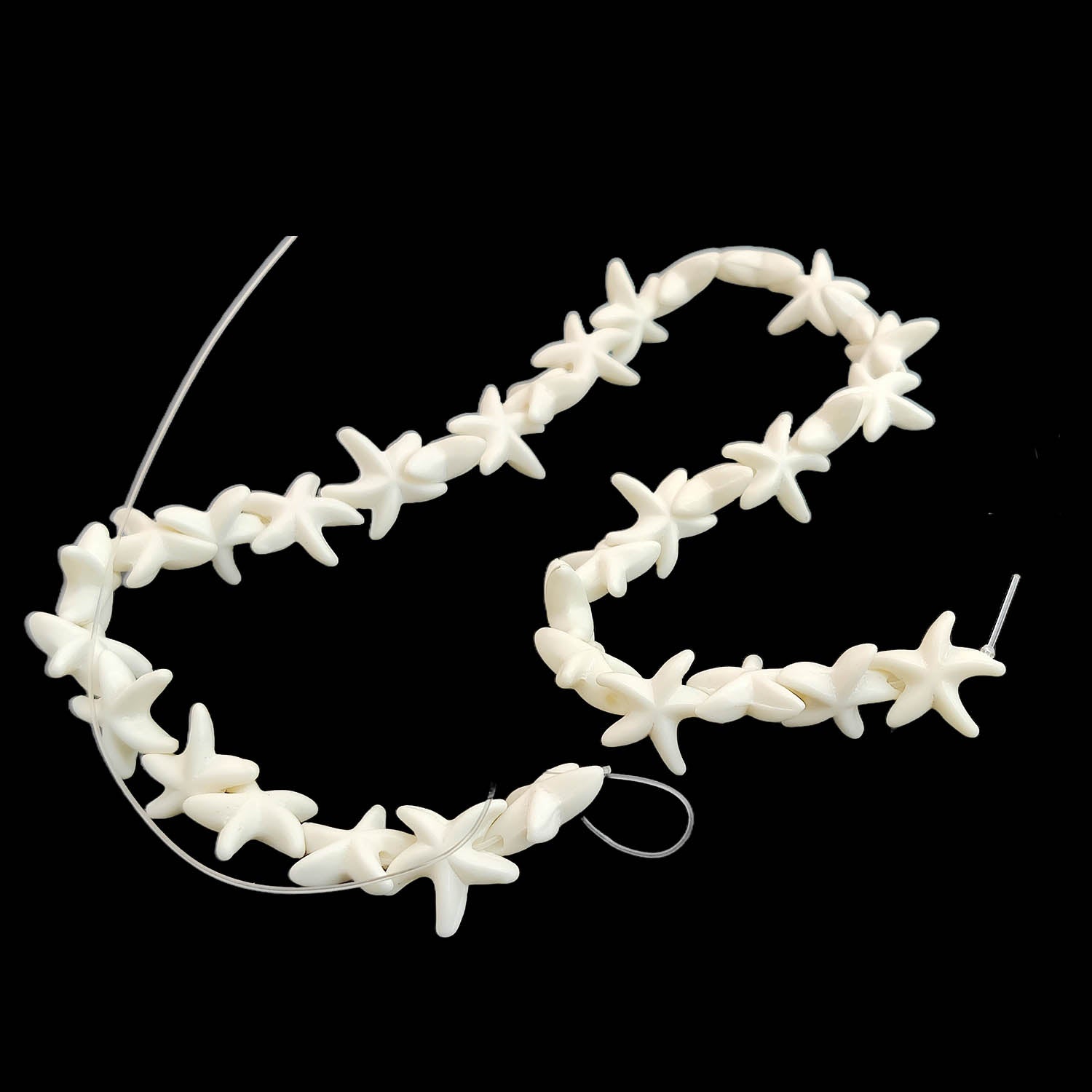 Imitation Jewellery Making Stone Beads 13 to 15 MM (1 String, 30-32 Beads) Hole:0.5 MM Starfish White Synthetic For DIY Arts Crafts [ac-bds-00088-m13]