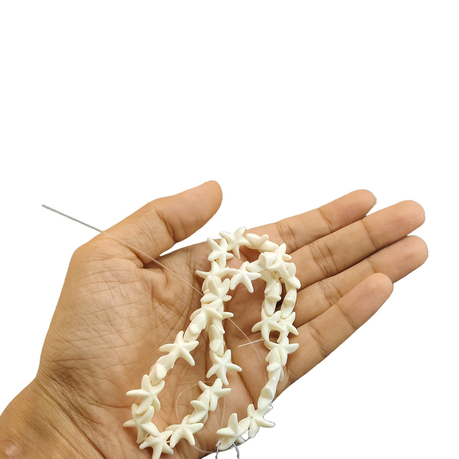 Imitation Jewellery Making Stone Beads 13 to 15 MM (1 String, 30-32 Beads) Hole:0.5 MM Starfish White Synthetic For DIY Arts Crafts [ac-bds-00088-m13]