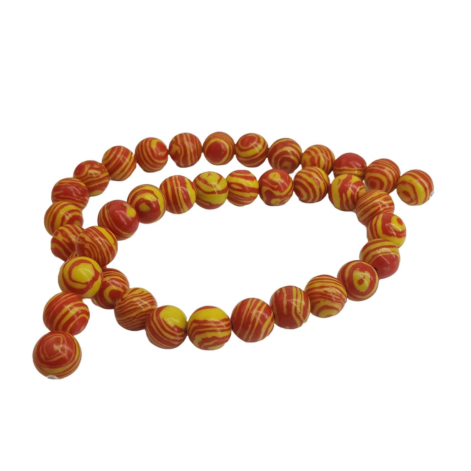 Imitation Jewellery Making Stone Beads 10 MM (1 String, 35-38 Beads) Hole:1 MM Round Orange & Yellow Synthetic For DIY Arts Crafts [ac-bds-00088-m17]