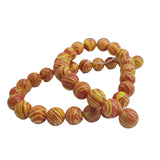 Imitation Jewellery Making Stone Beads 10 MM (1 String, 35-38 Beads) Hole:1 MM Round Orange & Yellow Synthetic For DIY Arts Crafts [ac-bds-00088-m17]