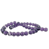 Glass Beads 8 MM (2 Strings, 38-40 Beads/String) Round Hole 1 MM Amethyst Purple 11 Inch For Jewellery Making [ac-bds-00110-m10]