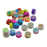 Polymer Clay Beads 9 to 10 MM (25 PCs, Assorted) Hole:1.6 MM Round Flower Multicolor For Jewellery Making Kids DIY Arts Crafts [ac-bds-00126-m7]