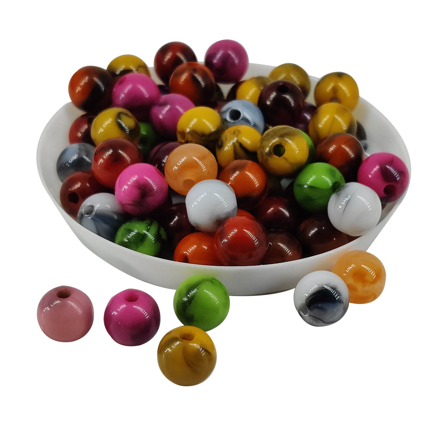 Acrylic Beads Shaded 8 MM (25 GMs, 85-90 Pieces) Hole Size 1.5 MM Mixed Colors Round For Jewellery Making DIY Arts Crafts [ac-bds-00127-m12]
