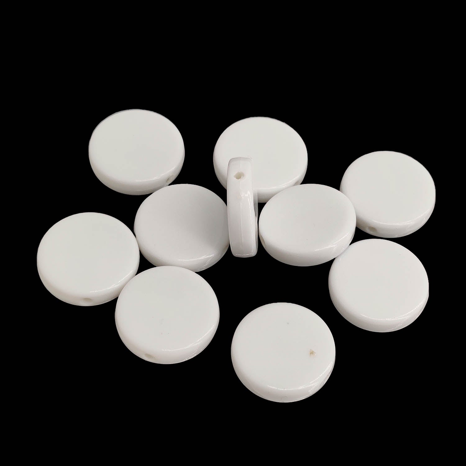 Acrylic Beads 19x5 MM (20 Pieces) Hole:2 MM Flat Round White For Jewellery Making DIY Arts Crafts [ac-bds-00127-m13]