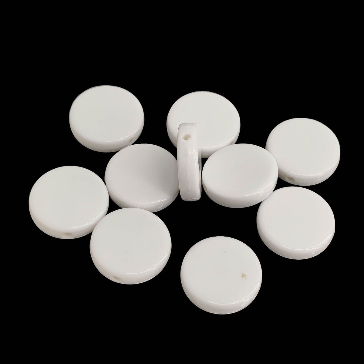Acrylic Beads 19x5 MM (20 Pieces) Hole:2 MM Flat Round White For Jewellery Making DIY Arts Crafts [ac-bds-00127-m13]