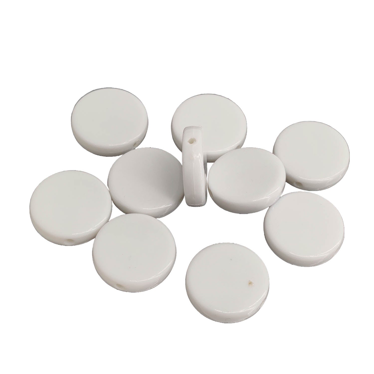 Acrylic Beads 19x5 MM (20 Pieces) Hole:2 MM Flat Round White For Jewellery Making DIY Arts Crafts [ac-bds-00127-m13]