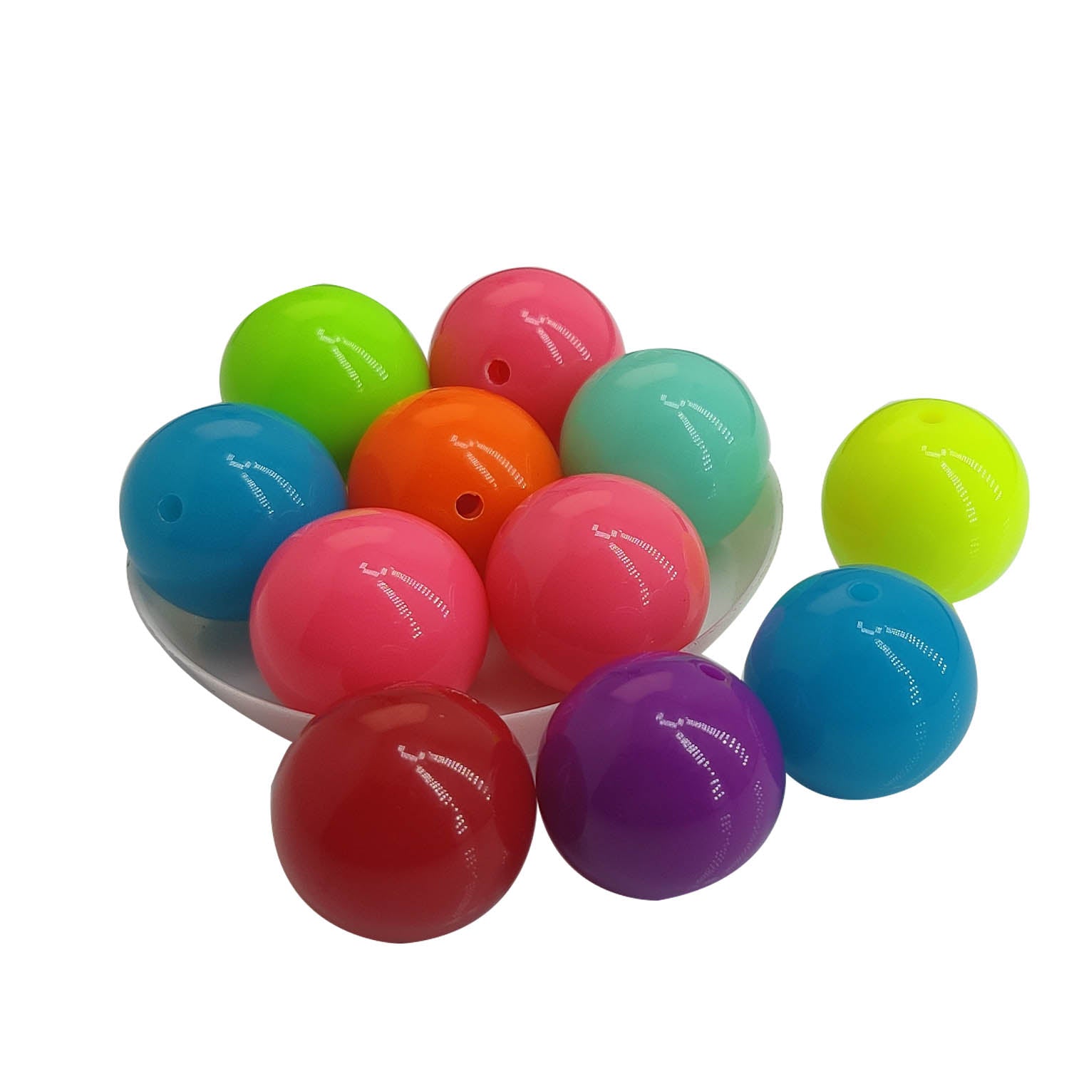 Fluoroscent Type Acrylic Neon Beads 20 MM (22-25 Pieces, 100 GMs Wt) Hole:2 to 3 MM Round Mixed Colors For Jewellery Making DIY Arts Crafts [ac-bds-00127-m23]