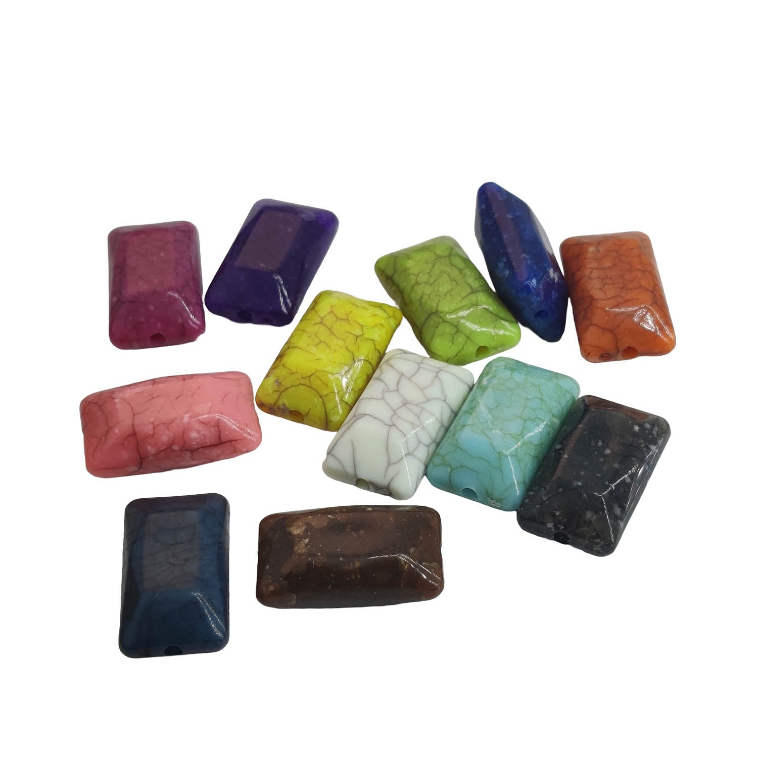 Acrylic Beads 22x13x8 MM (20 Pieces) Hole:1.5 MM Rectangle Mixed Colors For Jewellery Making DIY Arts Crafts [ac-bds-00127-m29]