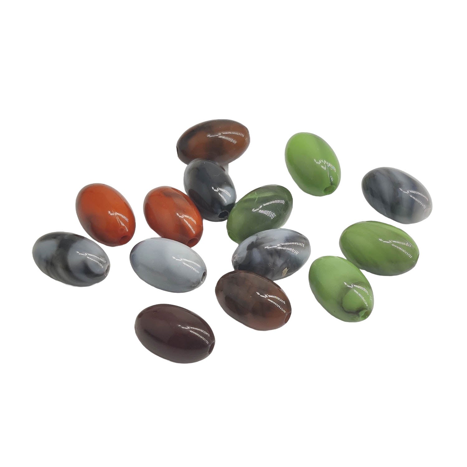 Acrylic Beads 12x7 MM (60+ PCs, 25 GMs Wt) Hole:1.5 MM Oval Mixed Colors Shaded For Jewellery Making DIY Arts Crafts [ac-bds-00127-m30]