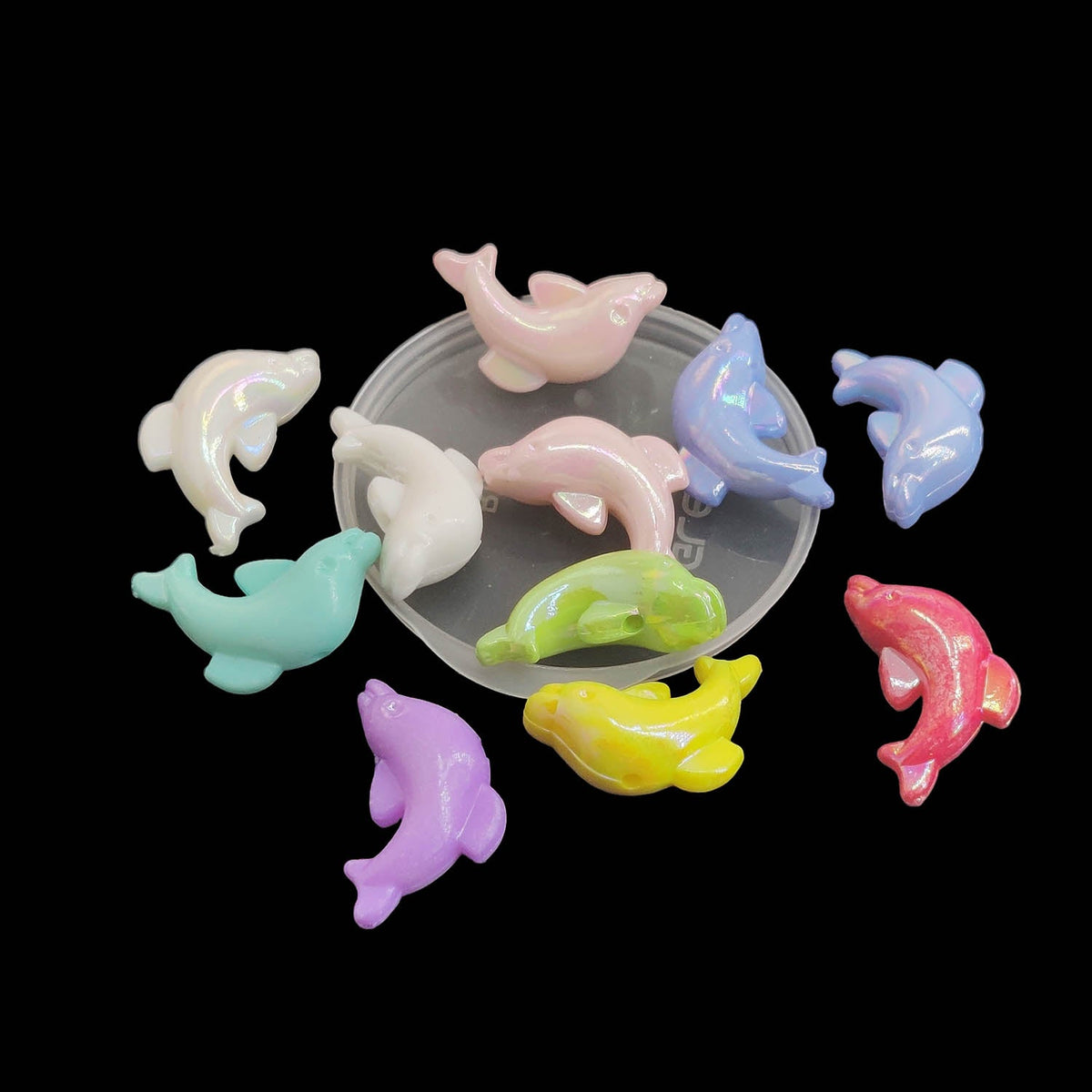 Acrylic Beads 20x12x8 MM (30+ PCs, 25 GMs Wt) Hole:1.4 MM Dolphin Mixed Colors For Jewellery Making DIY Arts Crafts [ac-bds-00127-m34]