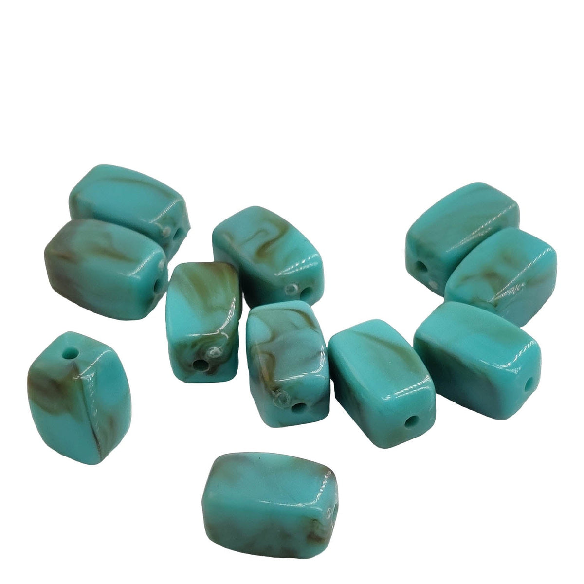 Acrylic Beads 13x7x7 MM (35 Pieces, 25 Grams Wt) Hole:1.5 MM Cuboid Turquoise Blue For Jewellery Making DIY Arts Crafts [ac-bds-00127-m37]