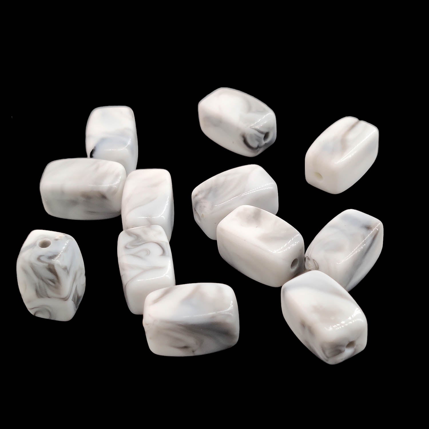 Acrylic Beads 13x7x7 MM (35 Pieces, 25 Grams Wt) Hole:1.5 MM Cuboid White For Jewellery Making DIY Arts Crafts [ac-bds-00127-m39]