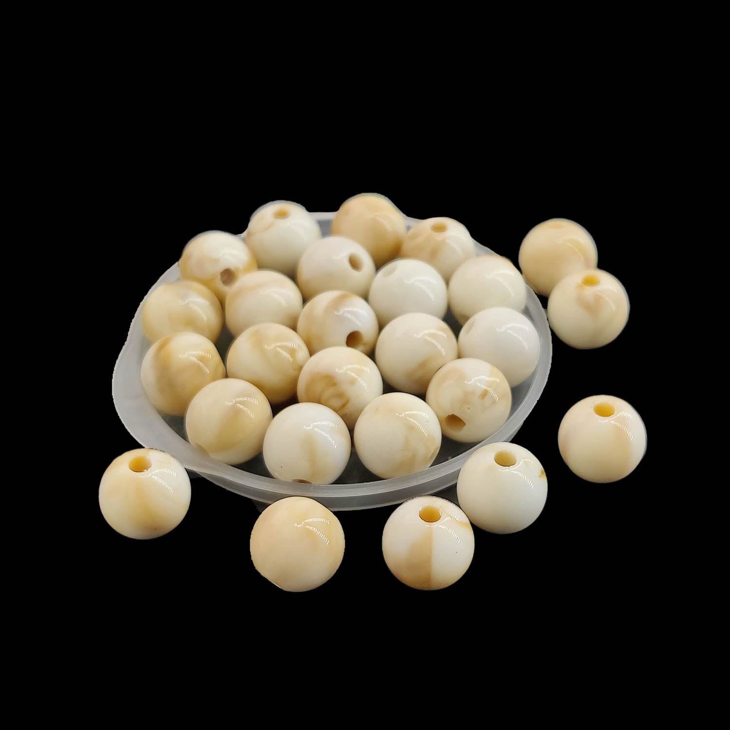 Acrylic Beads 8x7.5 MM (90-95 Beads, 25 Grams Wt) Hole:1.5 MM Round Ceramic White For Jewellery Making DIY Arts Crafts [ac-bds-00127-m40]