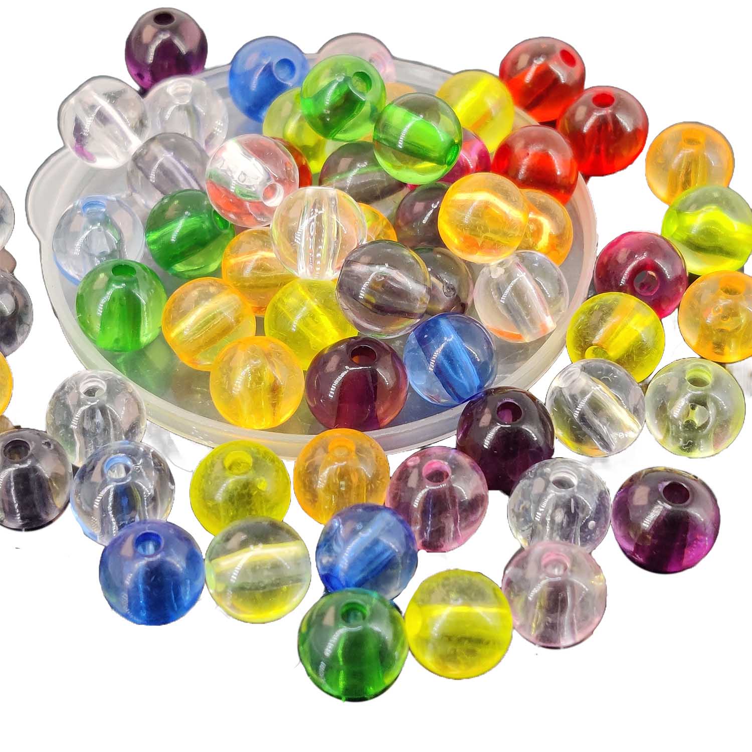 Acrylic Beads 8 MM (95-100 Beads, 25 Grams Wt) Hole:1.5 MM Round Mixed Colors For Jewellery Making DIY Arts Crafts